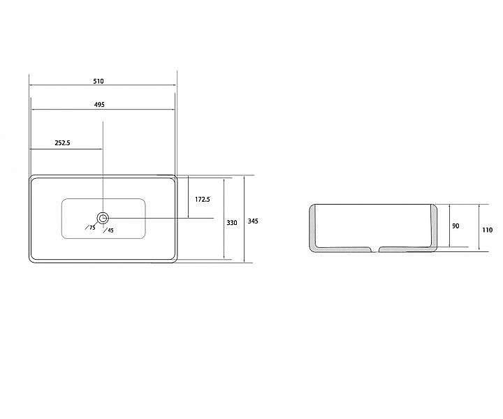 Раковина накладная ABBER Rechteck AC2207 белая купить в интернет-магазине Sanbest