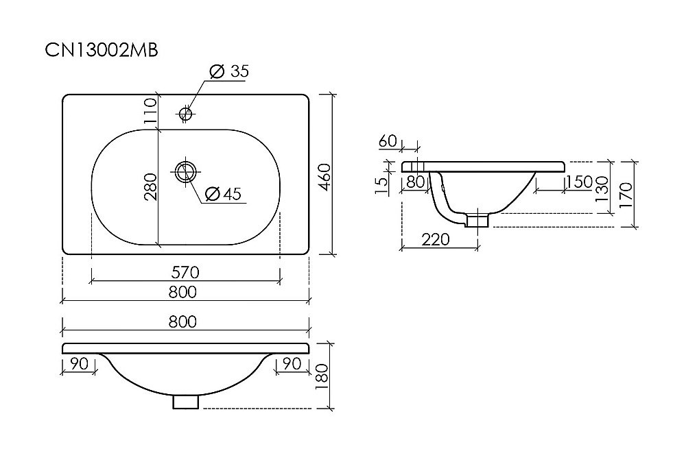 Раковина Ceramica Nova Sabo CN13002MB черный матовый купить в интернет-магазине Sanbest