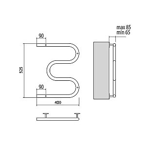 Полотенцесушитель электрический Terminus М-образный 400x500 купить в интернет-магазине сантехники Sanbest