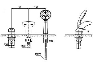 Смеситель на борт ванны Bravat Cobra 7F5140197CP-1-RUS купить в интернет-магазине сантехники Sanbest