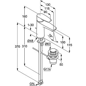 Смеситель для раковины Kludi Pure&Solid 342930575WR4 хром купить в интернет-магазине сантехники Sanbest