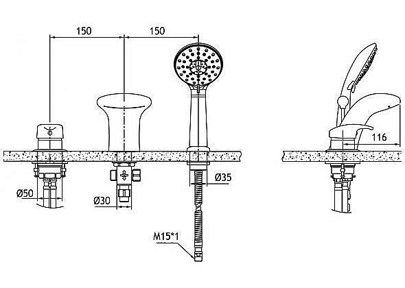 Смеситель на борт ванны Bravat Cobra 7F5140197CP-1-RUS купить в интернет-магазине сантехники Sanbest