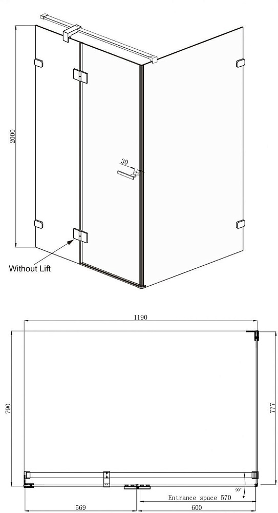 Душевой уголок Ambassador Abner 80x120 10011103 купить в интернет-магазине Sanbest