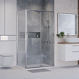 Душевой уголок Niagara Nova NG-64-11A/NG-A80-34 110х80 стекло прозрачное/профиль хром купить в интернет-магазине Sanbest