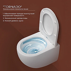 Унитаз подвесной Ceramica Nova UP CN4007 безободковый, с крышкой микролифт, слив-торнадо, белый купить в интернет-магазине Sanbest