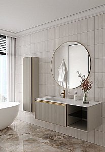 Пенал Armadi Art QUATRO рифл CASHMERE FUGА профиль MATT GOLD для ванной в интернет-магазине сантехники Sanbest