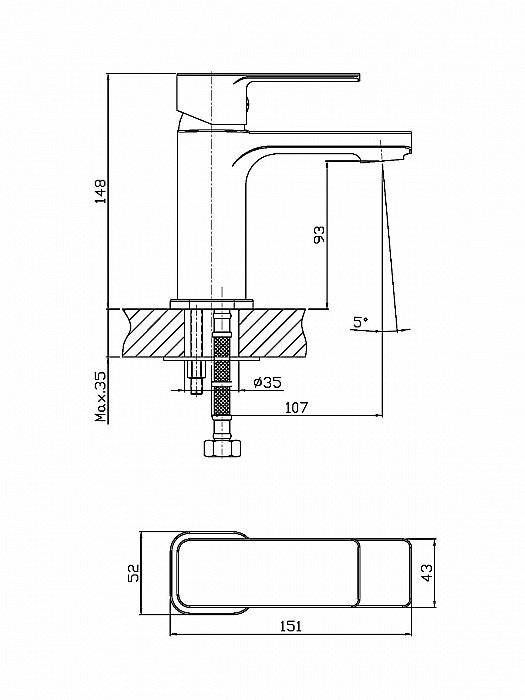 Смеситель для раковины Orange Plito M16-021cr хром купить в интернет-магазине сантехники Sanbest
