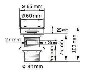 Донный клапан с переливом Ceramalux RD003 купить в интернет-магазине сантехники Sanbest