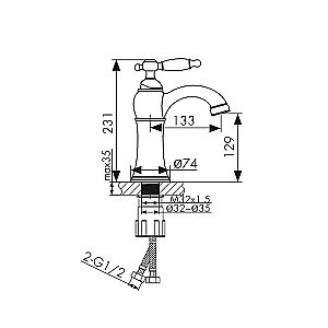 Смеситель для раковины Kaiser Retro 31411 купить в интернет-магазине сантехники Sanbest