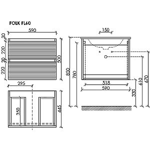 Тумба с раковиной Sancos Folk 60 FL60W Bianco для ванной в интернет-магазине Sanbest
