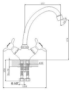 Смеситель для кухни Rossinka Q Q02-71 купить в интернет-магазине сантехники Sanbest