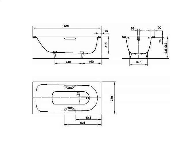 Ванна стальная Kaldewei Saniform Plus Star 334 170х73 133400013001 Easy-clean белый купить в интернет-магазине Sanbest