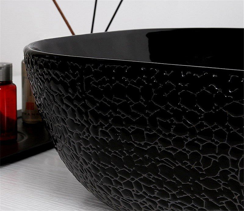 Раковина накладная Ceramalux NC 50 D1302H004 черная купить в интернет-магазине Sanbest