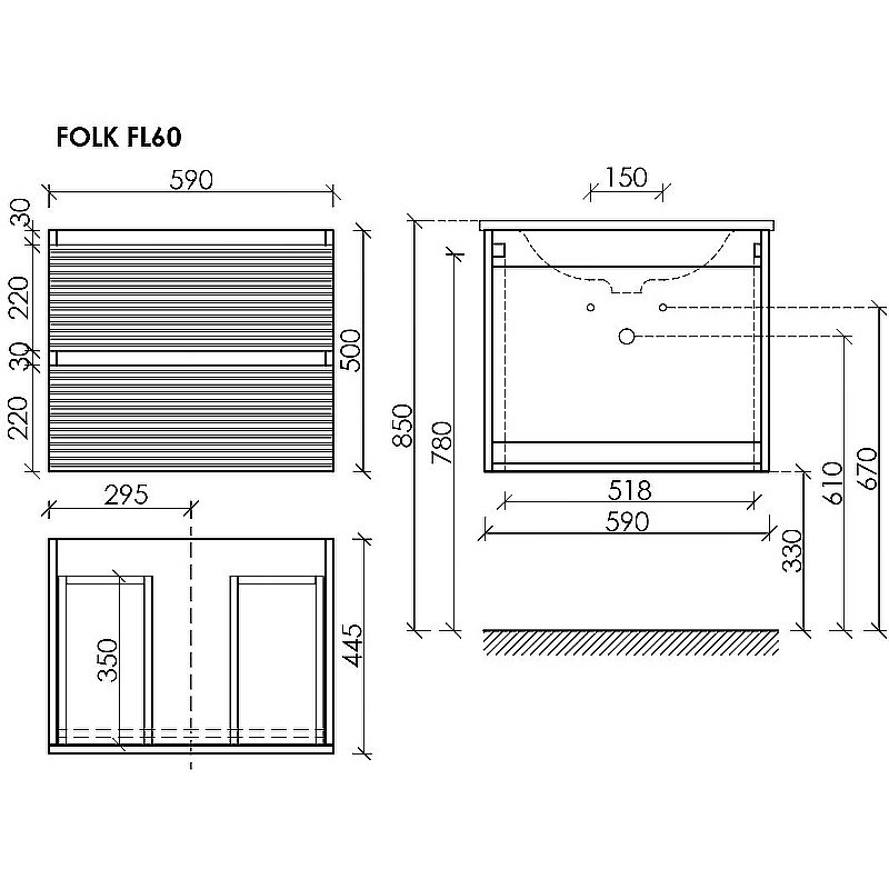 Тумба с раковиной Sancos Folk 60 FL60W Bianco для ванной в интернет-магазине Sanbest