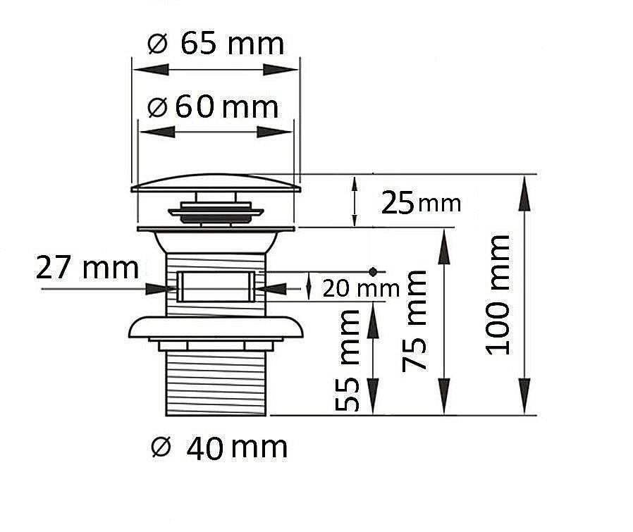 Донный клапан с переливом Ceramalux RD003 купить в интернет-магазине сантехники Sanbest