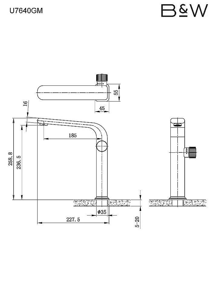 Смеситель для раковины Black&White UNIVERSE U7640GM темно-серый купить в интернет-магазине сантехники Sanbest