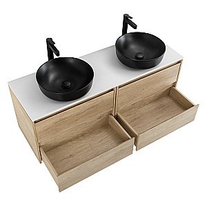 Тумба с раковинами и столешницей BelBagno KRAFT 140 Rovere Nebrasca Nature для ванной в интернет-магазине Sanbest