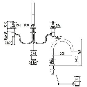 Смеситель для раковины Gattoni TRD TR097/18D0 купить в интернет-магазине сантехники Sanbest