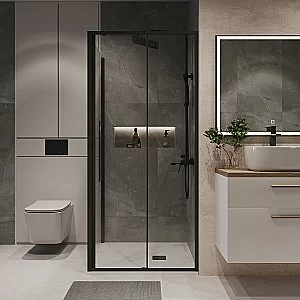 Душевой уголок Niagara Nova NG-84-10AB/NG-A80B-34 100х80 стекло прозрачное/профиль черный матовый купить в интернет-магазине Sanbest
