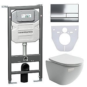 Унитаз подвесной Ceramica Nova Metropol CN4002_1002CH_1000 безободковый, с крышкой микролифт, с инсталляцией и кнопкой хром купить в интернет-магазине Sanbest