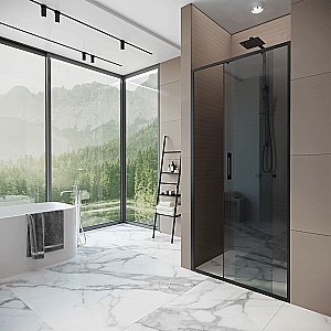 Душевая дверь Alex Baitler 150 AB64B150 стекло тонированное/профиль черный матовый купить в интернет-магазине Sanbest