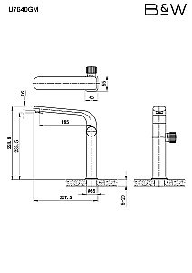 Смеситель для раковины Black&White UNIVERSE U7640GM темно-серый купить в интернет-магазине сантехники Sanbest