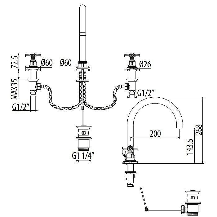 Смеситель для раковины Gattoni TRD TR097/18D0 купить в интернет-магазине сантехники Sanbest
