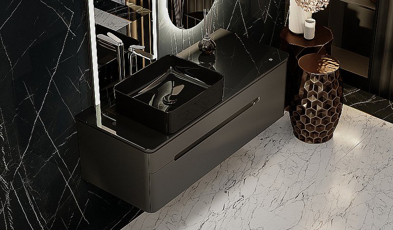 Тумба с раковиной Jorno Shine 120 антрацит для ванной в интернет-магазине Sanbest