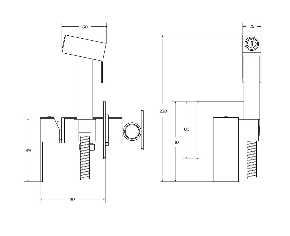 Гигиенический душ со смесителем Cezares SLIDER-DIF-IN сатин купить в интернет-магазине сантехники Sanbest