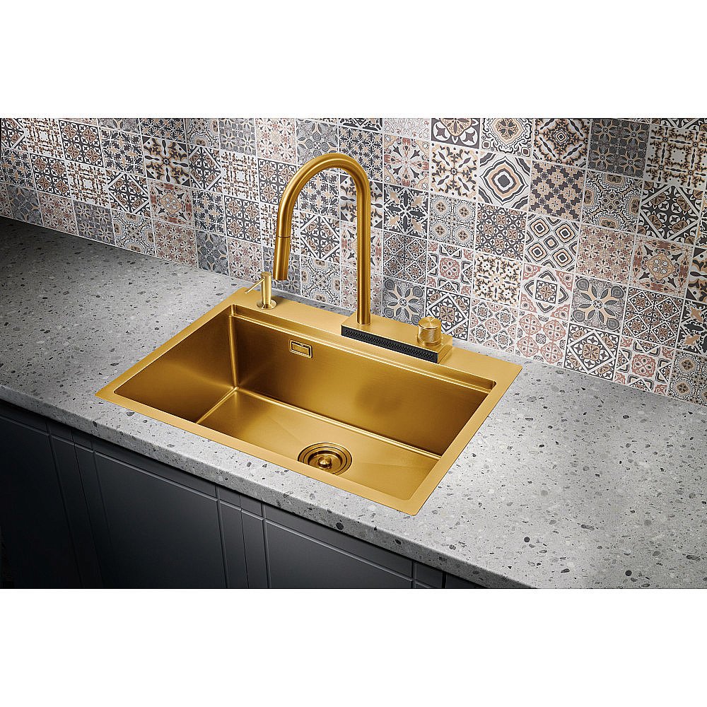 Мойка кухонная Milacio Denia 68 Steel MC.77418 золото купить в интернет-магазине сантехники Sanbest