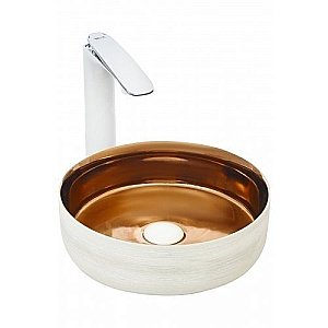 Раковина накладная WeltWasser WW ELBACH 3134 LSWG 35,5 золотая с белым купить в интернет-магазине Sanbest