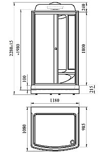 Душевая кабина Радомир Диана 1 108х118 1-05-6-0-0-0641 стекло матовое/профиль черный купить в интернет-магазине Sanbest