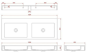 Раковина-моноблок двойная FLAT ST 888-120 120 белая матовая купить в интернет-магазине Sanbest