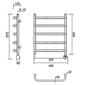 Полотенцесушитель электрический Domoterm Стефано П5 400x500 E хром купить в интернет-магазине сантехники Sanbest