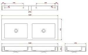 Раковина-моноблок двойная Armadi Art Flat ST 888-120 белая матовая купить в интернет-магазине Sanbest