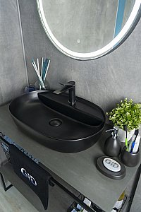 Раковина накладная Gid Lago 61 Bm1346 53345 черная матовая купить в интернет-магазине Sanbest