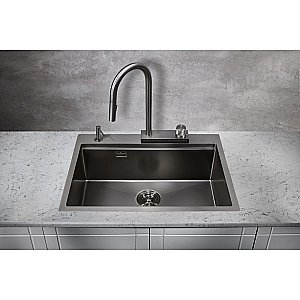 Мойка кухонная Milacio Denia 68 Steel MC.77419 вороненая сталь купить в интернет-магазине сантехники Sanbest