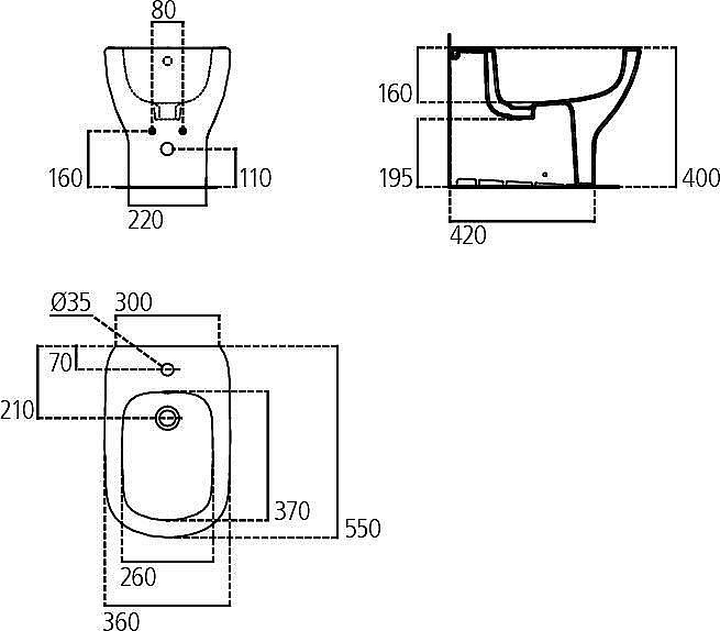 Биде напольное Ideal Standard TESI T3540V3 купить в интернет-магазине Sanbest