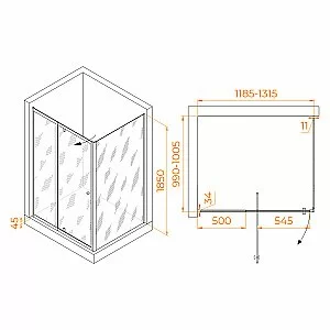 Душевой уголок RGW Passage PA-44B (PA-02B + Z-050-1B) 41084410-014 120x100 стекло прозрачное/профиль черный купить в интернет-магазине Sanbest