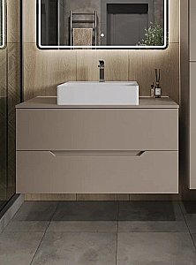 Тумба с раковиной Orange Line 100 Li-100TuLMDF+B04-500W латте/белый для ванной в интернет-магазине Sanbest