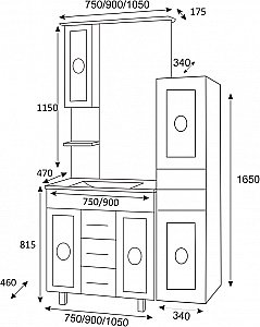 Пенал напольный Misty Леонардо 34 белый/черный для ванной в интернет-магазине сантехники Sanbest