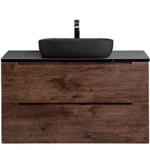 Тумба с раковиной и столешницей BelBagno ETNA 100 ETNA100RW-KEPMNO-1084H301-SET дуб Мавр для ванной в интернет-магазине Sanbest