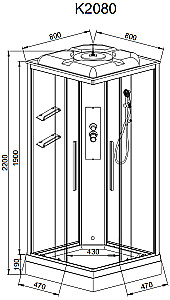 Душевая кабина AvaCan K Серия K2080LED 80х80 с гидромассажем, с подсветкой купить в интернет-магазине Sanbest