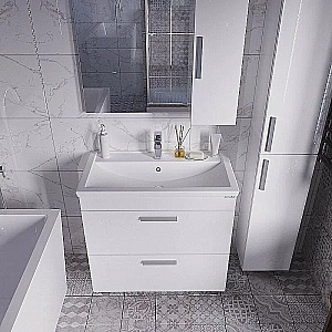 Тумба с раковиной Grossman НЕО 80 пленка, белая для ванной в интернет-магазине Sanbest