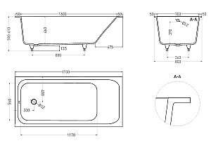 Ванна Salini Orlanda S-Stone 170х80 102026MF RAL матовая купить в интернет-магазине Sanbest