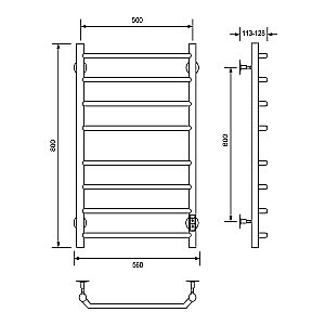 Полотенцесушитель электрический Veconi Cantu-A C8050B-A черный купить в интернет-магазине сантехники Sanbest