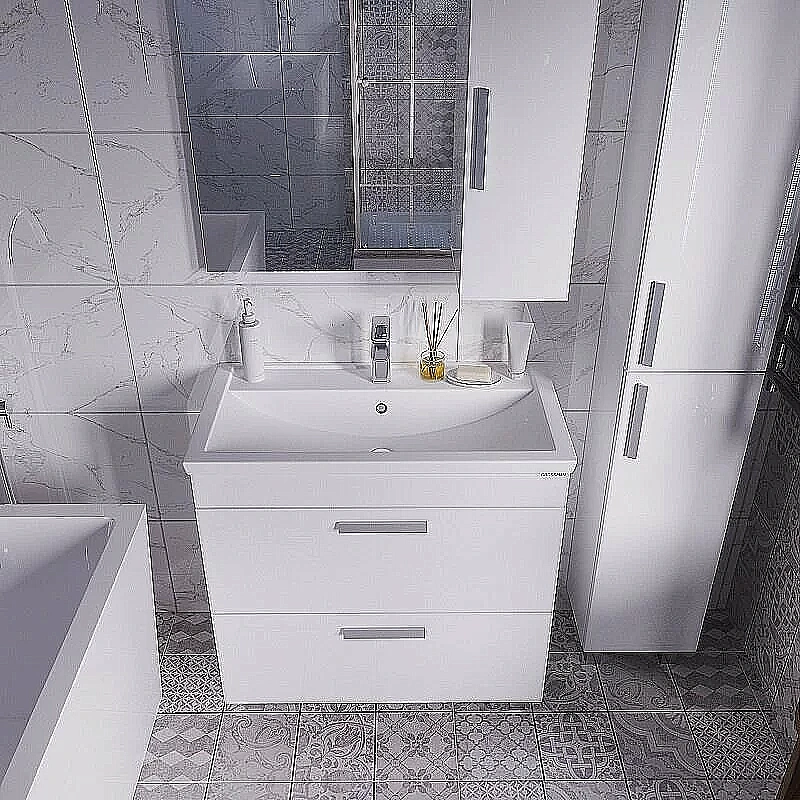 Тумба с раковиной Grossman НЕО 80 пленка, белая для ванной в интернет-магазине Sanbest