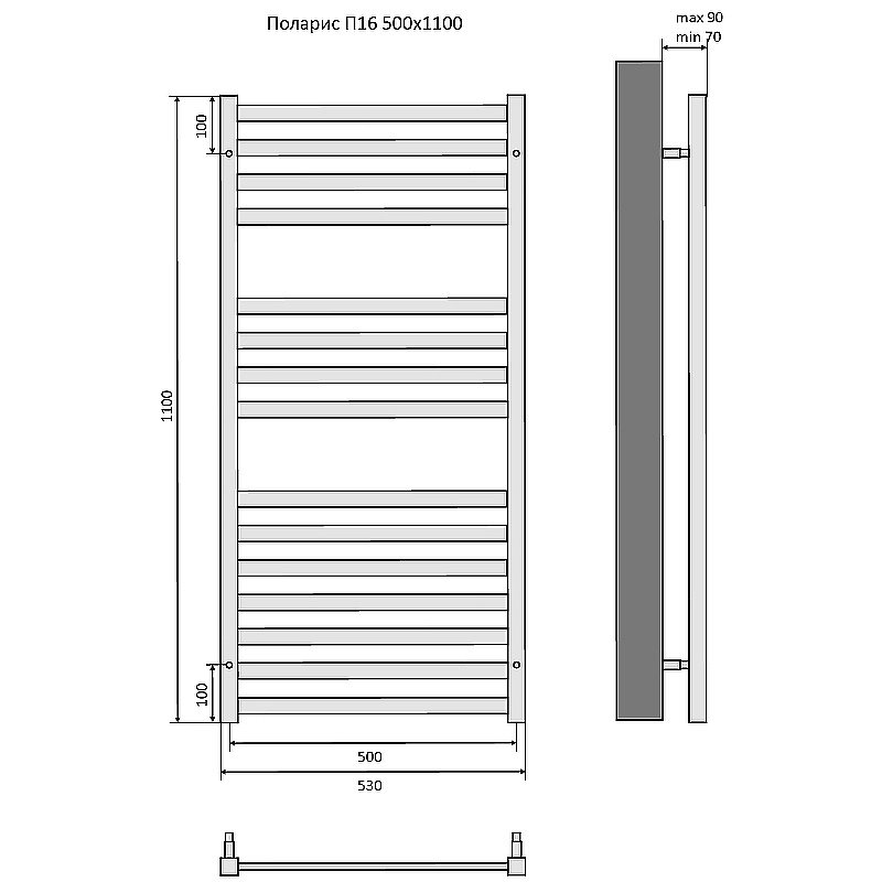 Полотенцесушитель Aquatek Поларис П16 50х110 AQ KO1610CH хром купить в интернет-магазине сантехники Sanbest