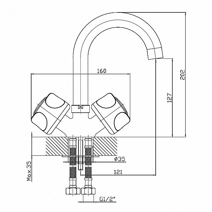 Смеситель для раковины Orange Classic R M73-011cr хром купить в интернет-магазине сантехники Sanbest