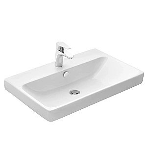 Тумба с раковиной Акватон Сканди 70 белая/дуб рустикальный для ванной в интернет-магазине Sanbest